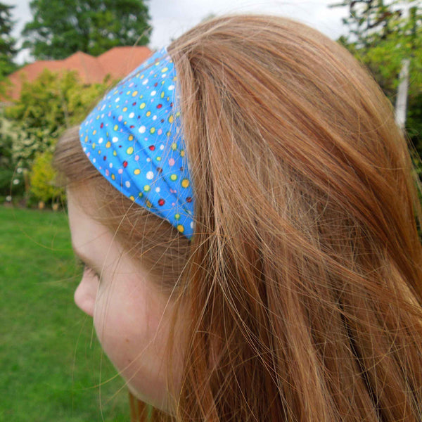 Scrunchie - Hairband - Bandana - Dotty Blue - Organza Gift Bag - Handmade in Pure Cotton