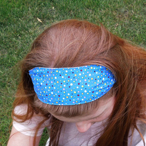 Scrunchie - Hairband - Bandana - Dotty Blue - Organza Gift Bag - Handmade in Pure Cotton