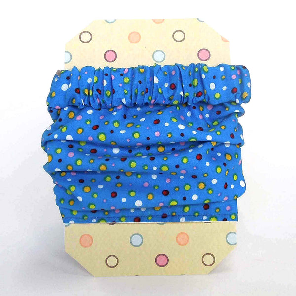 Hairband - Bandana - Dotty Blue on Gift Card - Handmade in Pure Cotton