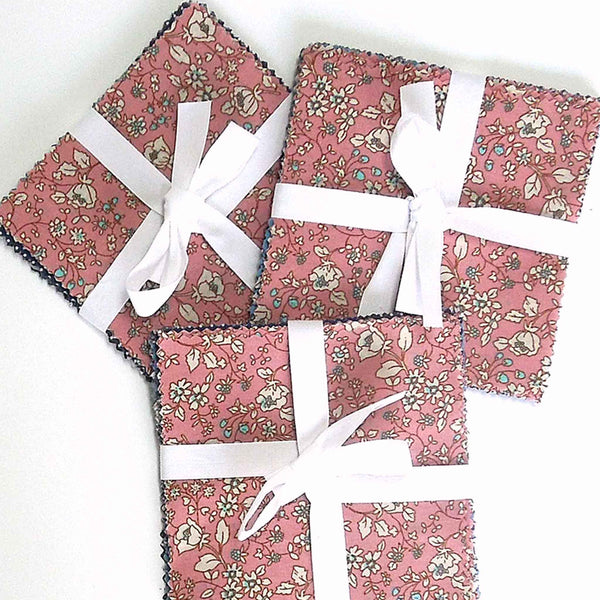 Patchwork Pack - Dusky Pink Flowers - 5 Inch Squares - 30 Pieces