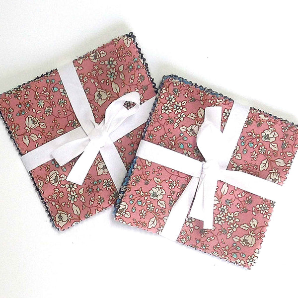 Patchwork Pack - Dusky Pink Flowers - 5 Inch Squares - 30 Pieces