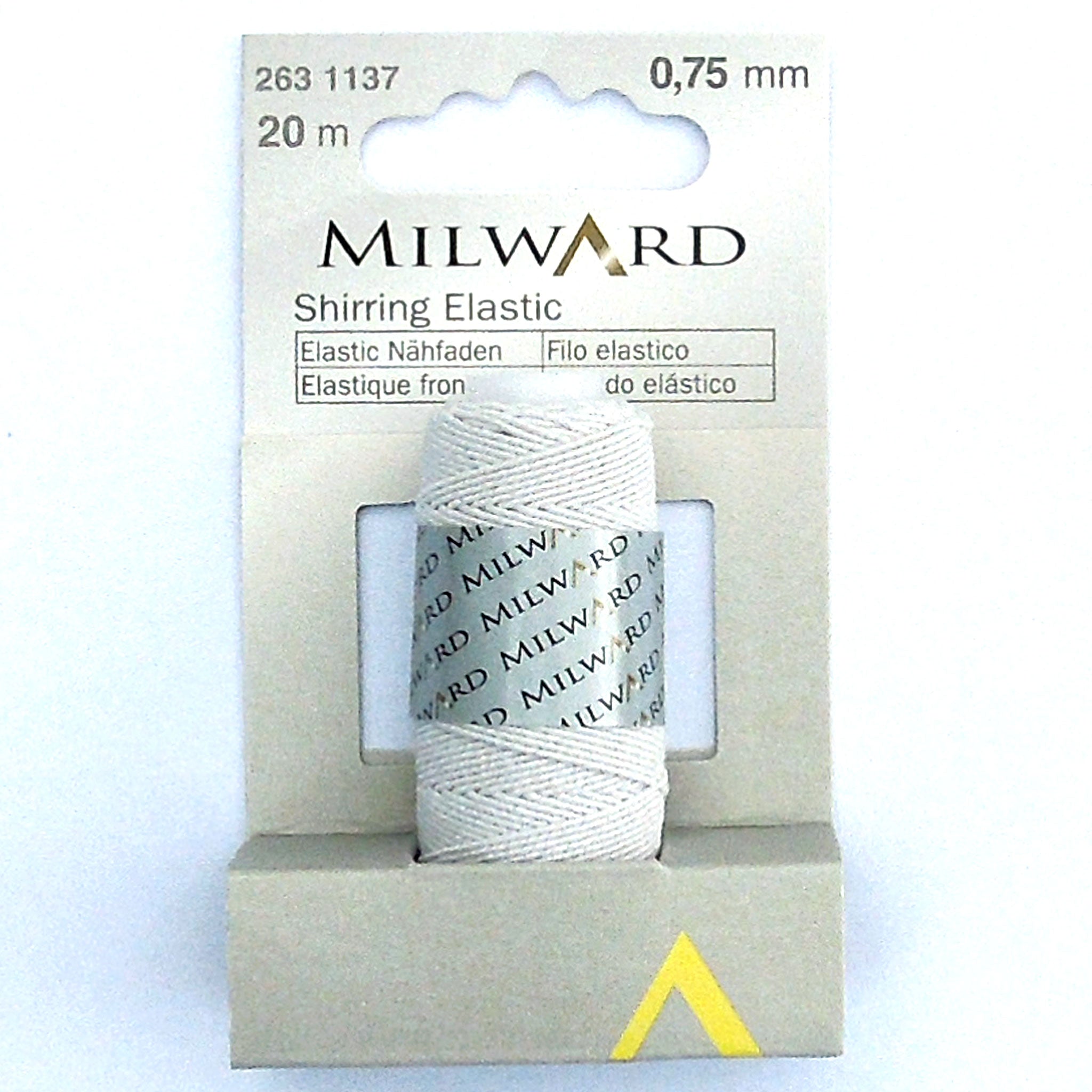 Shirring Elastic - 20m x 0.75mm - White - Milward