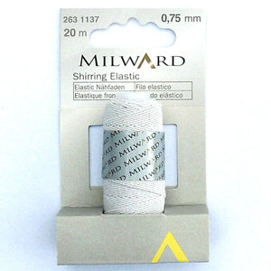 Shirring Elastic - 20m x 0.75mm - White - Milward