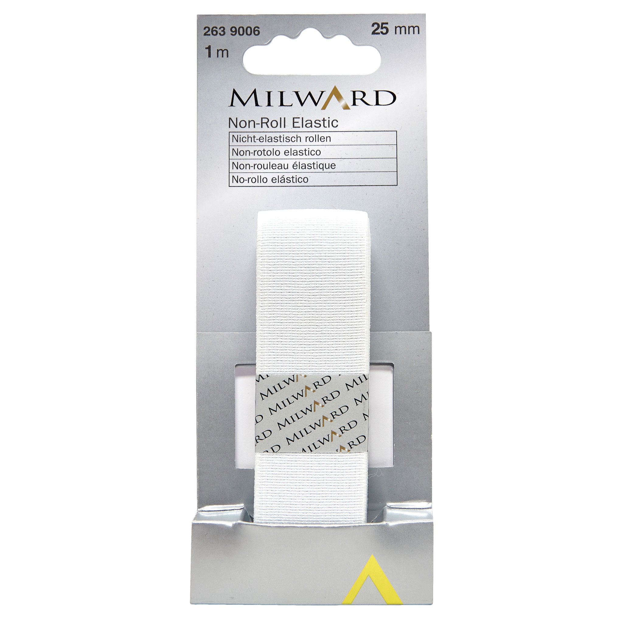 Non-Roll Elastic - 1m x 25mm - White - Milward