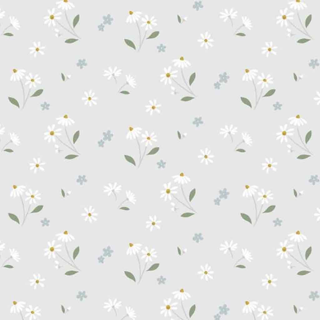 Floral Song - Lewis and Irene - Daisies Dancing on Pale Grey CC34.1 - Cotton Fabric