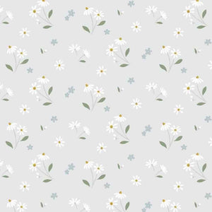 Floral Song - Lewis and Irene - Daisies Dancing on Pale Grey CC34.1 - Cotton Fabric