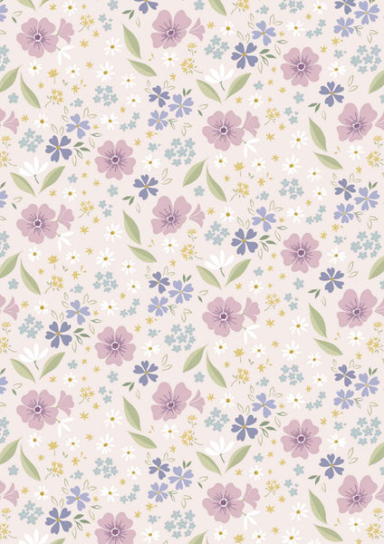 Floral Song - Lewis and Irene - Floral Art on Light Pink CC32.1 - Cotton Fabric