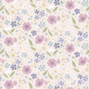 Floral Song - Lewis and Irene - Floral Art on Light Pink CC32.1 - Cotton Fabric