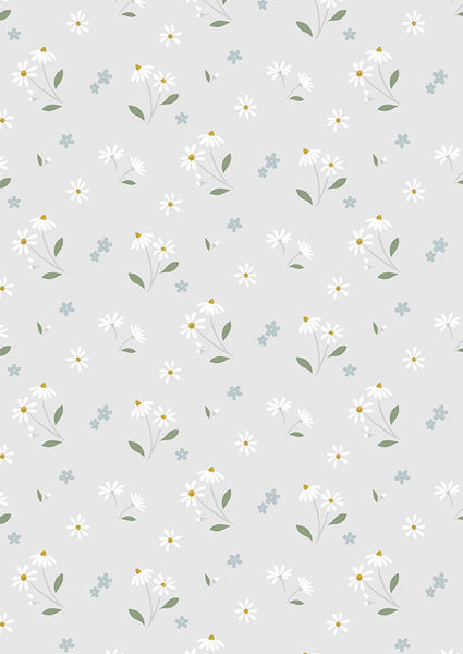 Floral Song - Lewis and Irene - Daisies Dancing on Pale Grey CC34.1 - Cotton Fabric