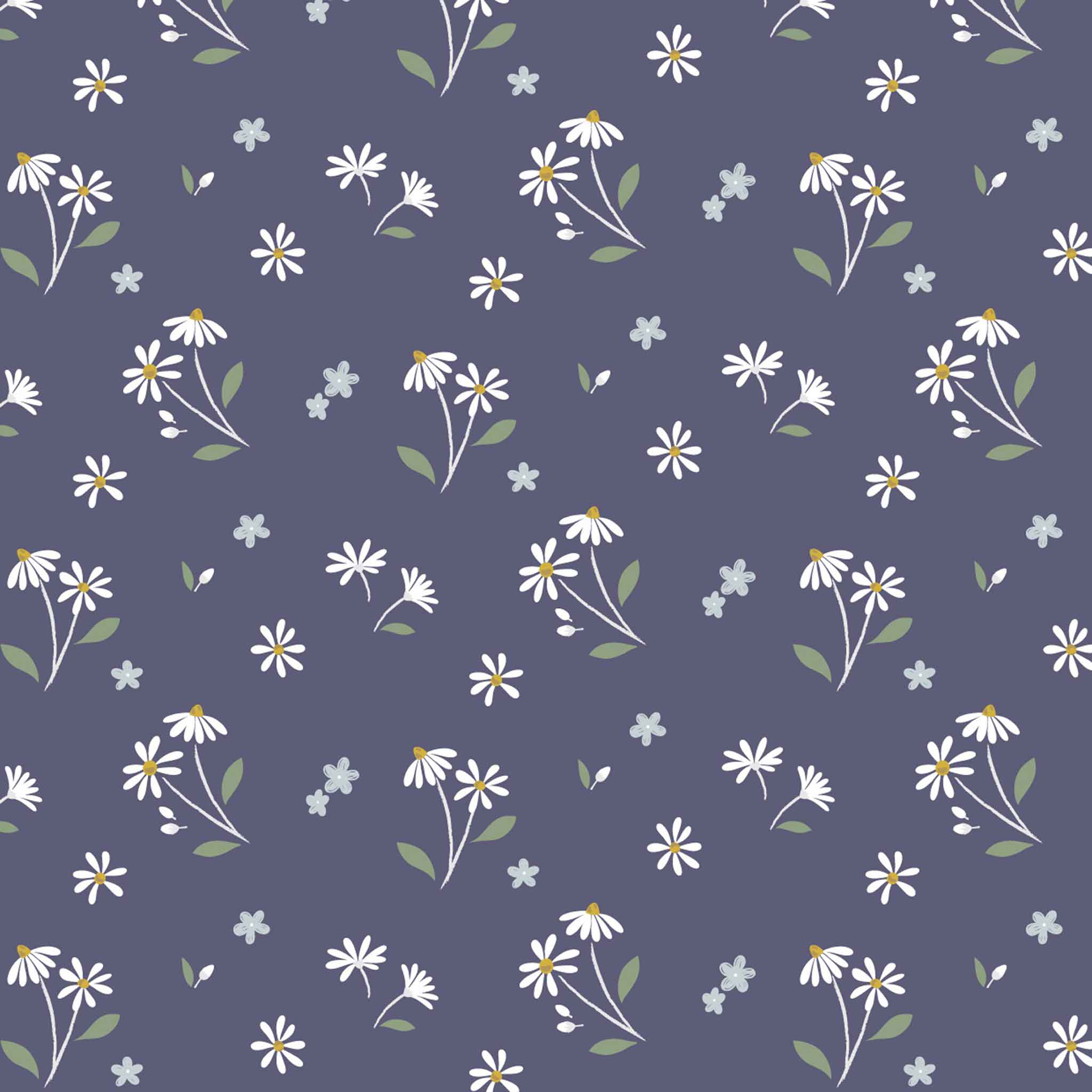 Floral Song - Lewis and Irene - Daisies Dancing on Navy Blue CC34.3 - Cotton Fabric