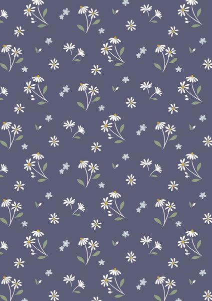 Floral Song - Lewis and Irene - Daisies Dancing on Navy Blue CC34.3 - Cotton Fabric