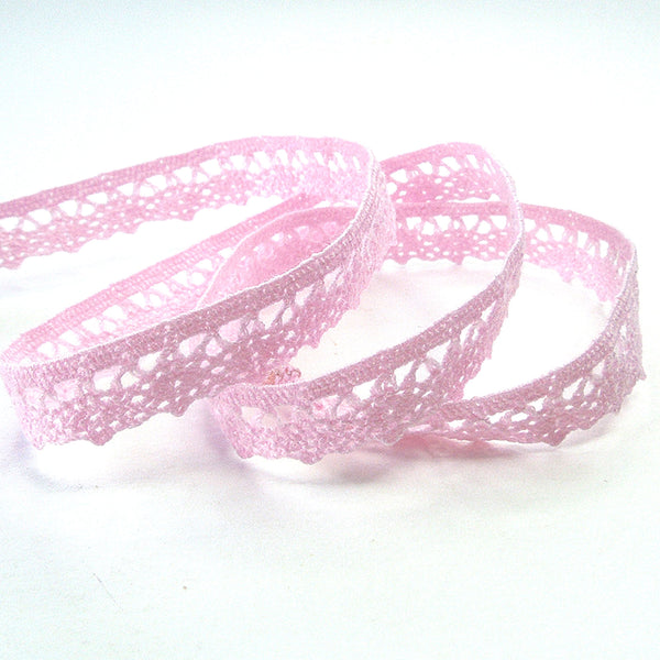 11mm Narrow Crocheted Lace - Pale Pink - Groves