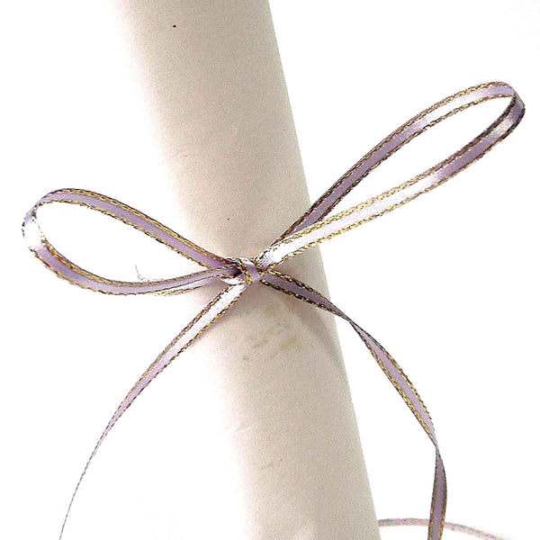 Gold Metallic Edge Satin Ribbon - Lilac - Berisfords - 3mm