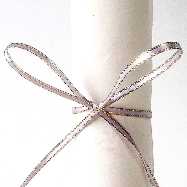 Gold Metallic Edge Satin Ribbon - Lilac - Berisfords - 3mm