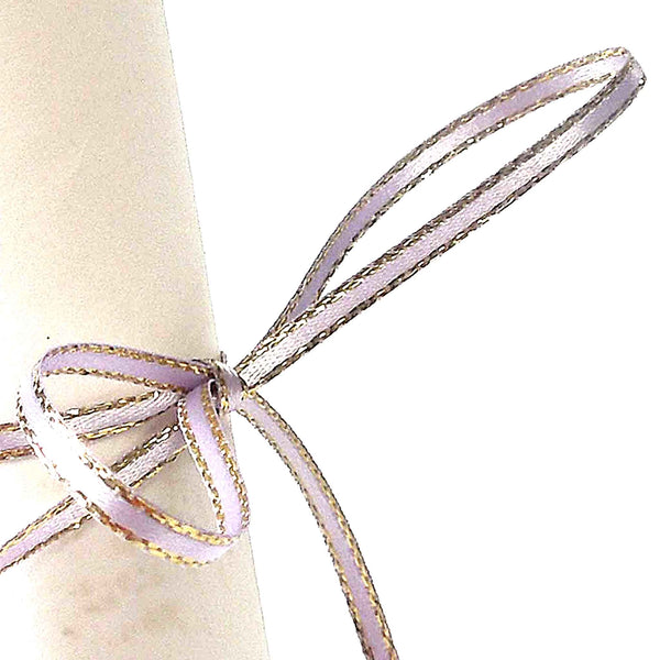 Gold Metallic Edge Satin Ribbon - Lilac - Berisfords - 3mm