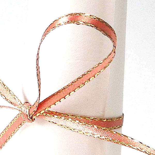 Gold Metallic Edge Satin Ribbon - Rose Gold - Berisfords - 3mm