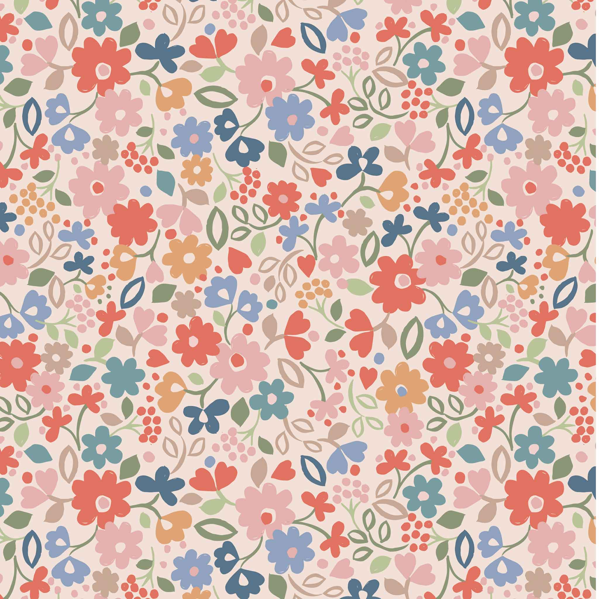 Grandma's Quilts - Lewis and Irene - Ditzy Floral on Cream A774.1 - Cotton Fabric