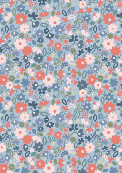 Grandma's Quilts - Lewis and Irene - Ditzy Floral on Blue A774.2 - Cotton Fabric