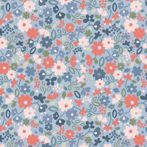 Grandma's Quilts - Lewis and Irene - Ditzy Floral on Blue A774.2 - Cotton Fabric