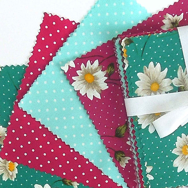 Patchwork Pack - Green Flowers - 5 Inch Squares - 30 Pieces