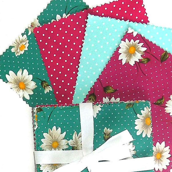 Patchwork Pack - Green Flowers - 5 Inch Squares - 30 Pieces