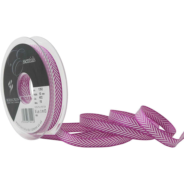 Herringbone Ribbon - Fuchsia - Berisfords - 10mm - 16mm