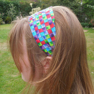 Scrunchie - Hairband - Bandana - Blue Checks- Organza Gift Bag - Handmade in Pure Cotton