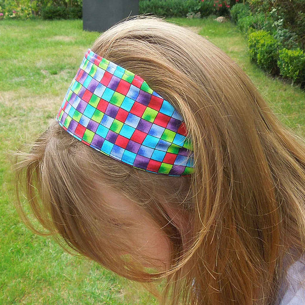 Scrunchie - Hairband - Bandana - Blue Checks- Organza Gift Bag - Handmade in Pure Cotton