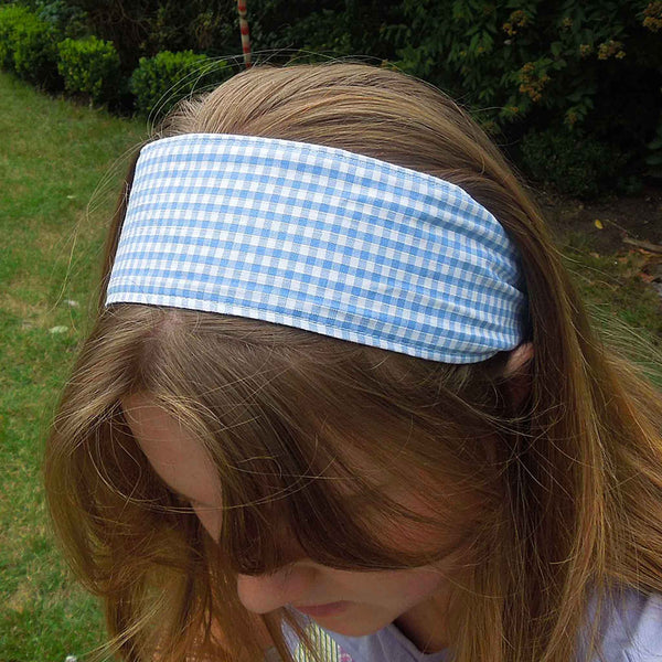 Scrunchie - Hairband - Pale Blue Gingham - Organza Gift Bag - Handmade in Pure Cotton