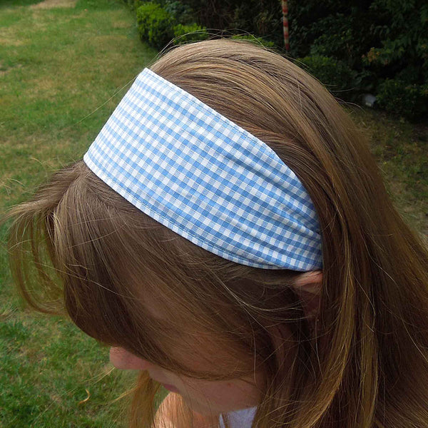 Scrunchie - Hairband - Pale Blue Gingham - Organza Gift Bag - Handmade in Pure Cotton