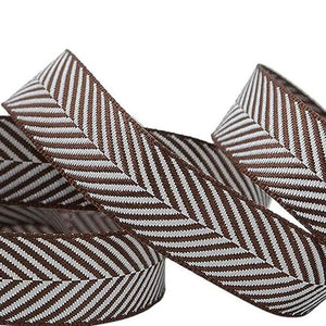 Herringbone Ribbon - Brown - Berisfords - 16mm