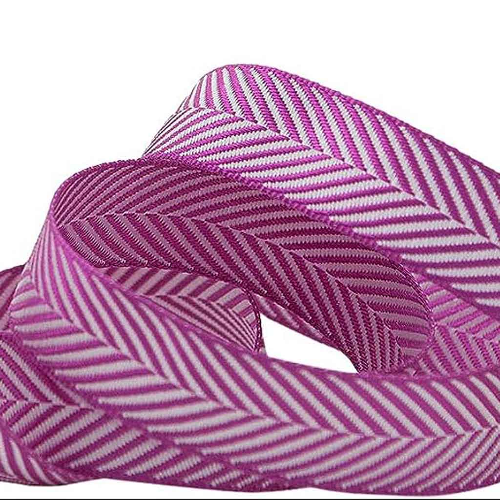 Herringbone Ribbon - Fuchsia - Berisfords - 10mm - 16mm