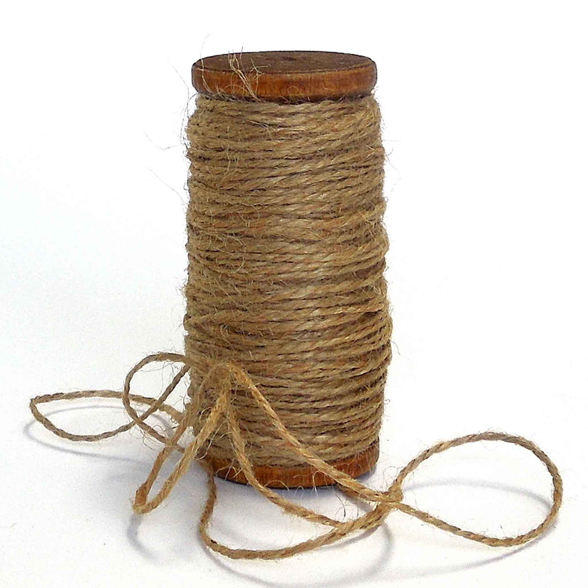 2mm Jute Twine - Natural - Wooden Spool - 27 Metres