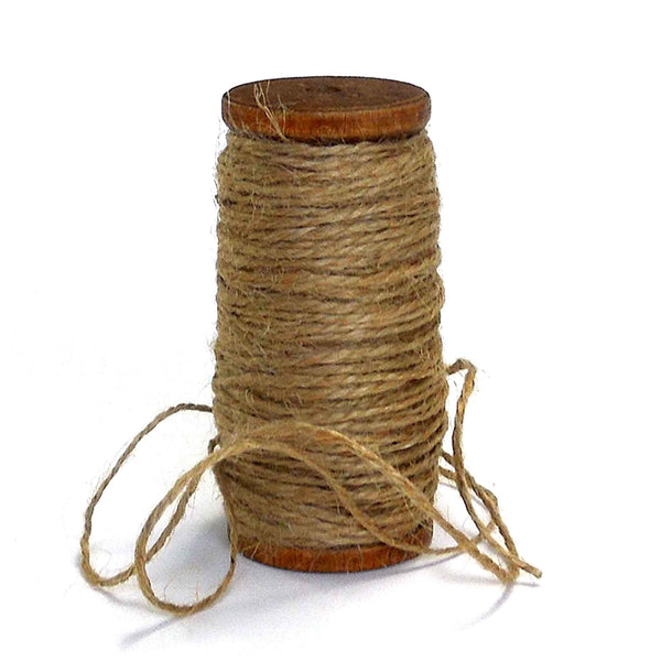 2mm Jute Twine - Natural - Wooden Spool - 27 Metres