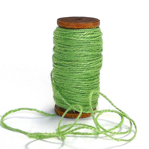 2mm Jute Twine - Green - Wooden Spool - 27 Metres