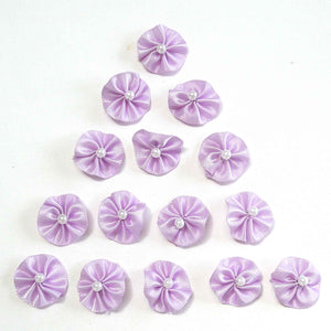 Ribbon Pearl Rosettes - Lilac - Pack of 15