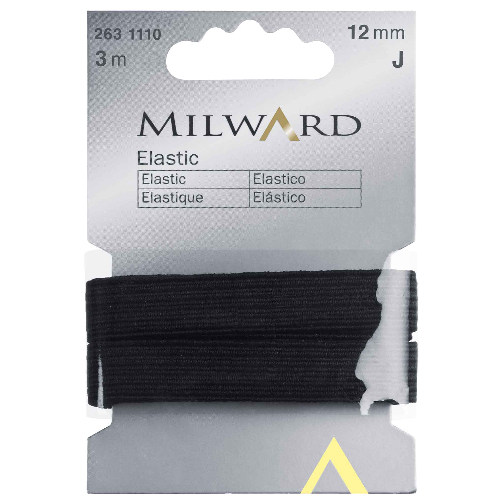 Flat Elastic - 3 metres x 12mm - Black - Milward