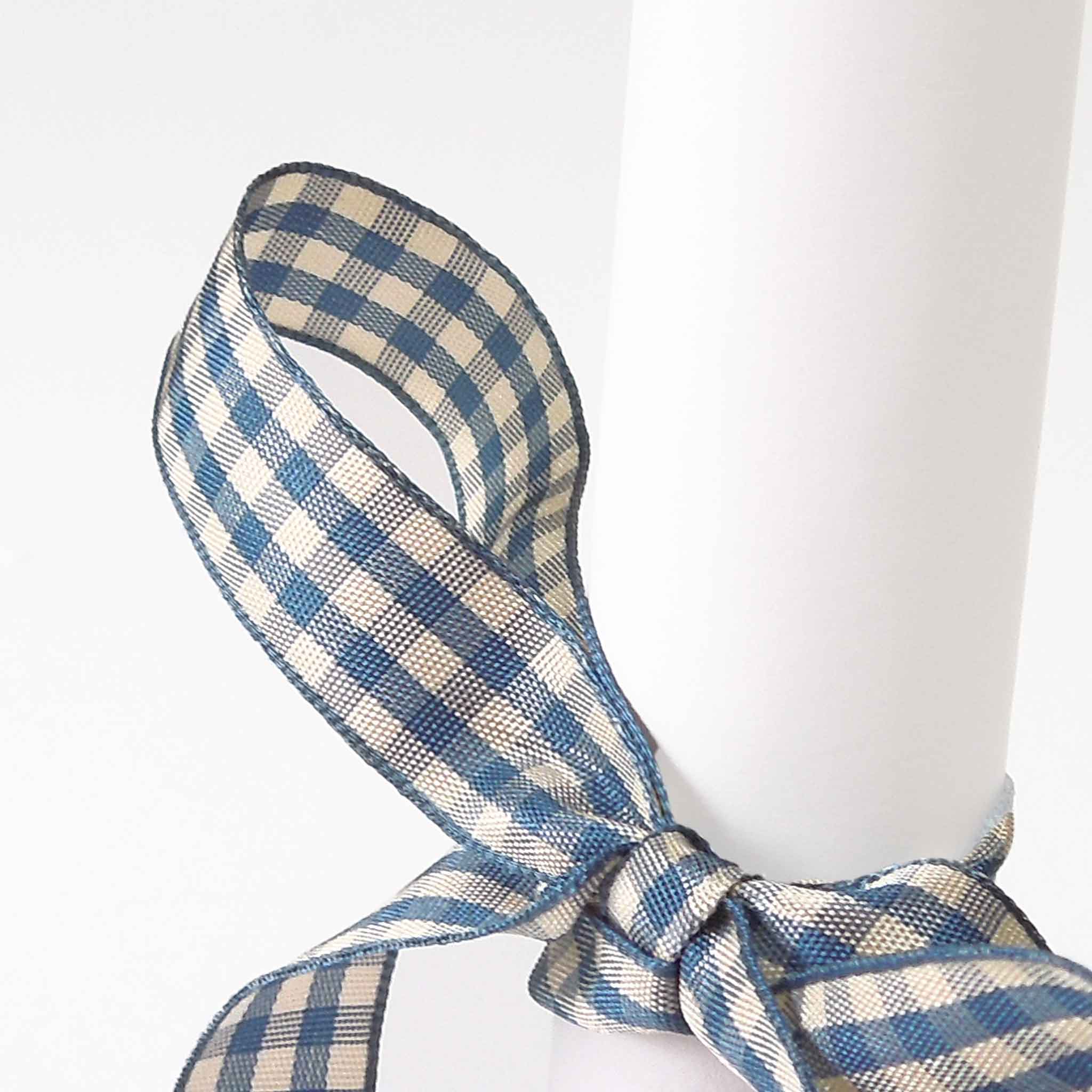 Natural Gingham Ribbon - Blue - Berisfords - 15mm