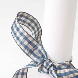 Natural Gingham Ribbon - Blue - Berisfords - 15mm