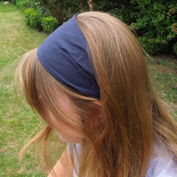 Scrunchie - Hairband - Navy Blue Twill - Organza Gift Bag - Handmade in Pure Cotton