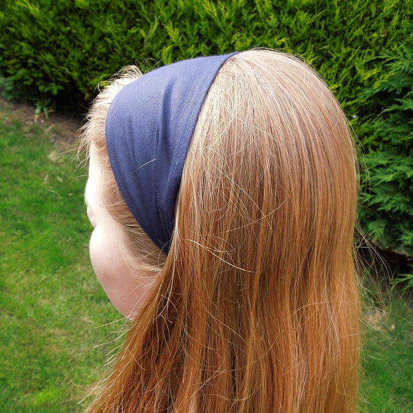 Scrunchie - Hairband - Navy Blue Twill - Organza Gift Bag - Handmade in Pure Cotton