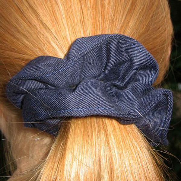 Scrunchie - Hairband - Navy Blue Twill - Organza Gift Bag - Handmade in Pure Cotton