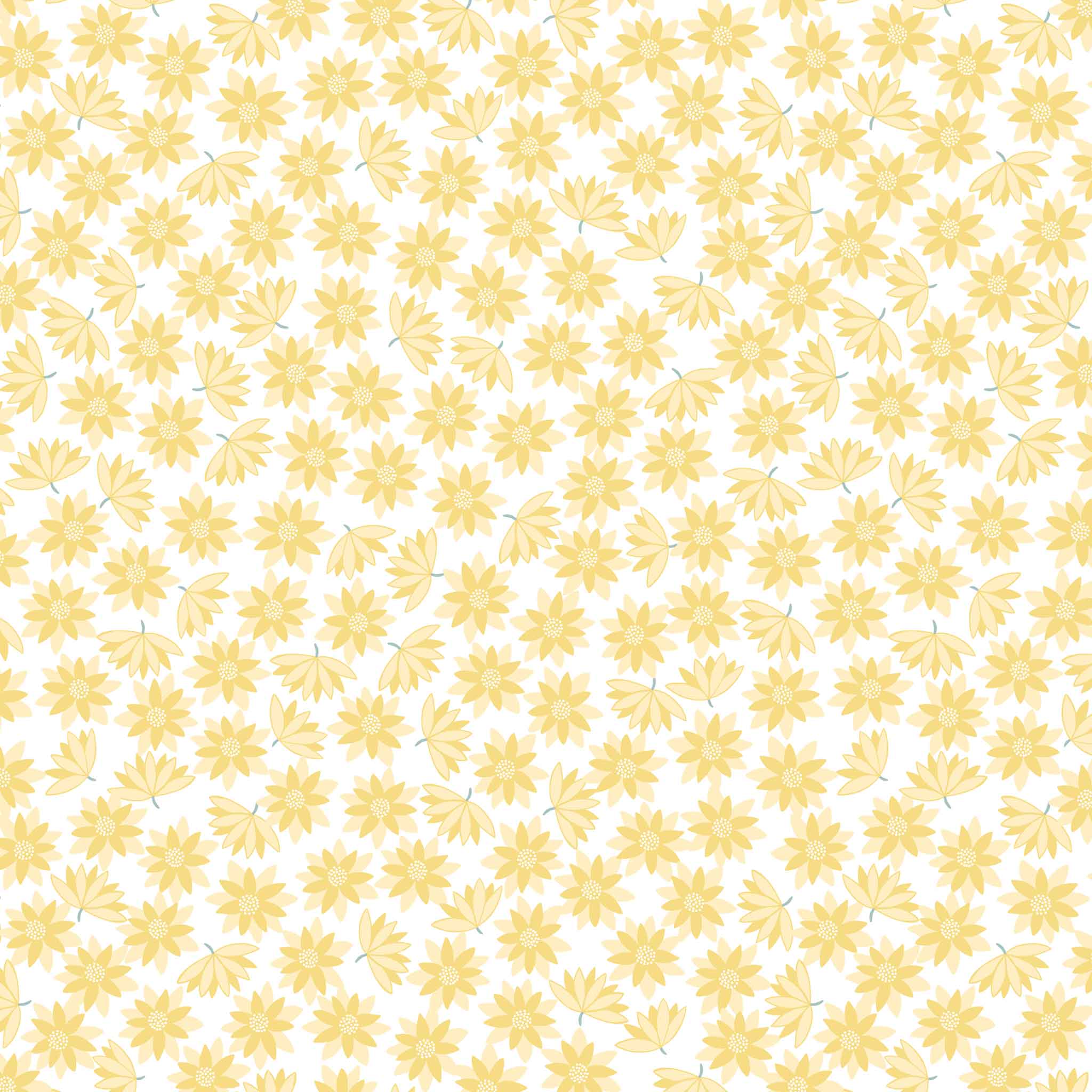 On The Lake - Lewis and Irene - Yellow Lilies on Cream A628.1 - Cotton Fabric