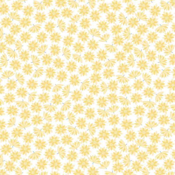 On The Lake - Lewis and Irene - Yellow Lilies on Cream A628.1 - Cotton Fabric