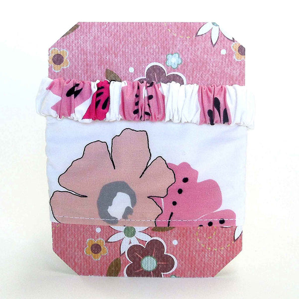 Scrunchie - Hairband - Bandana - Pink Flowers on White - Organza Gift Bag - Handmade in Pure Cotton