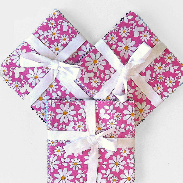 Patchwork Pack - Pink Flowers - 5 Inch Squares - 30 Pieces