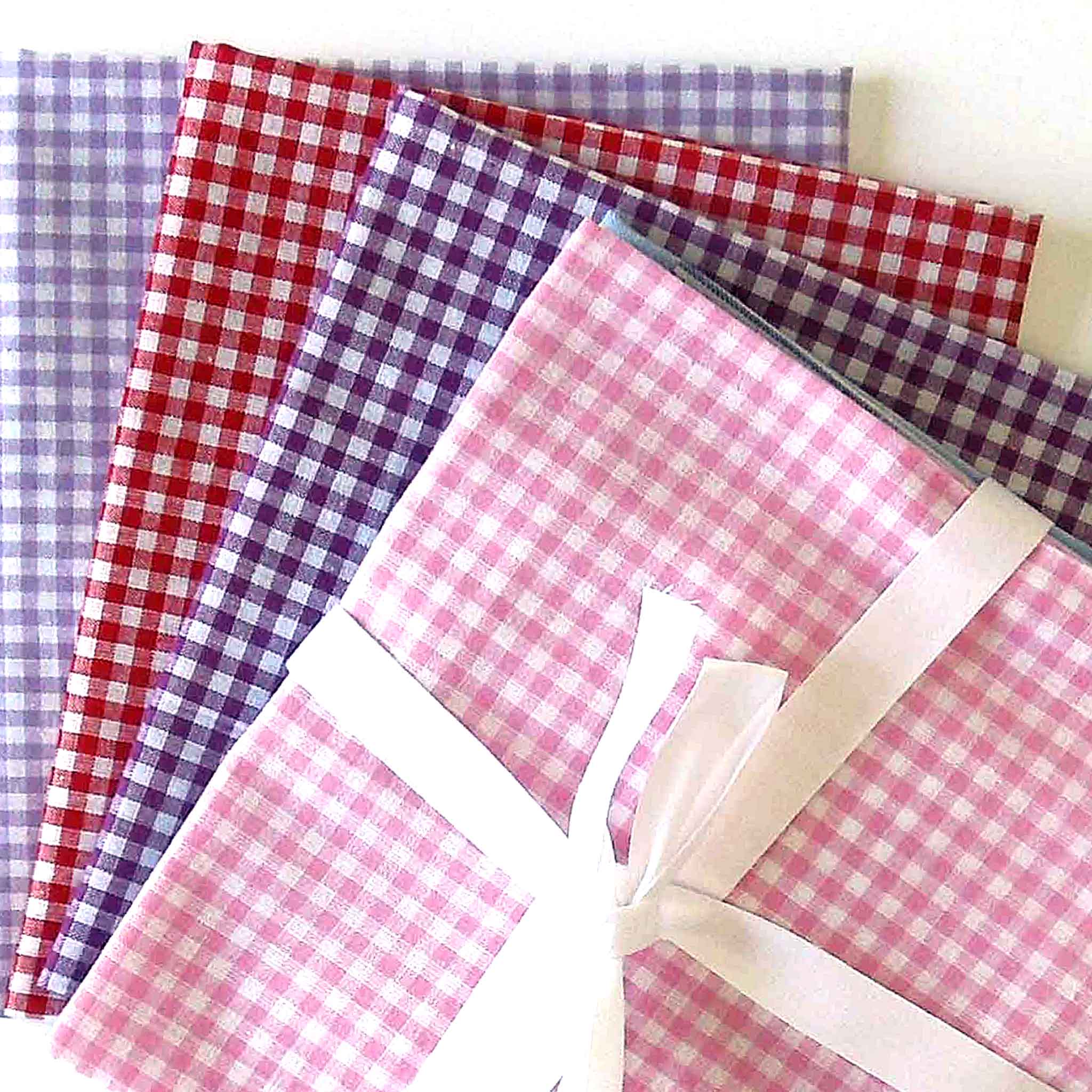 Pink Gingham Fat Quarter Pack - 4 Pieces - Cotton Fabric