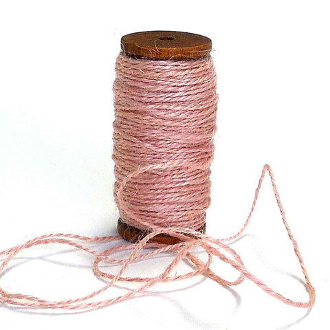 2mm Jute Twine - Pink - Wooden Spool - 27 Metres