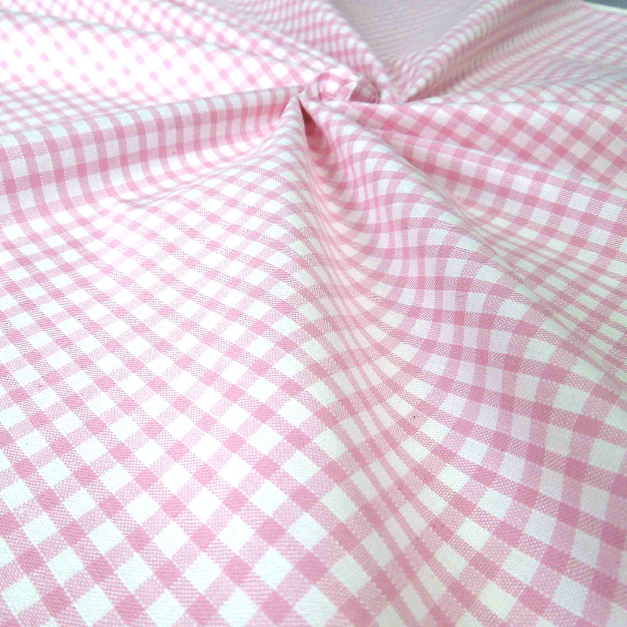 Pink and White Gingham - Poly Cotton Fabric