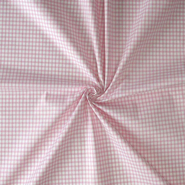 Pink and White Gingham - Poly Cotton Fabric